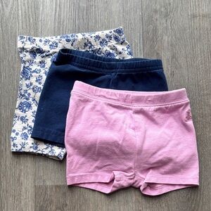 Set of Three Floral, Navy, and Pink Shorts Size 6 months